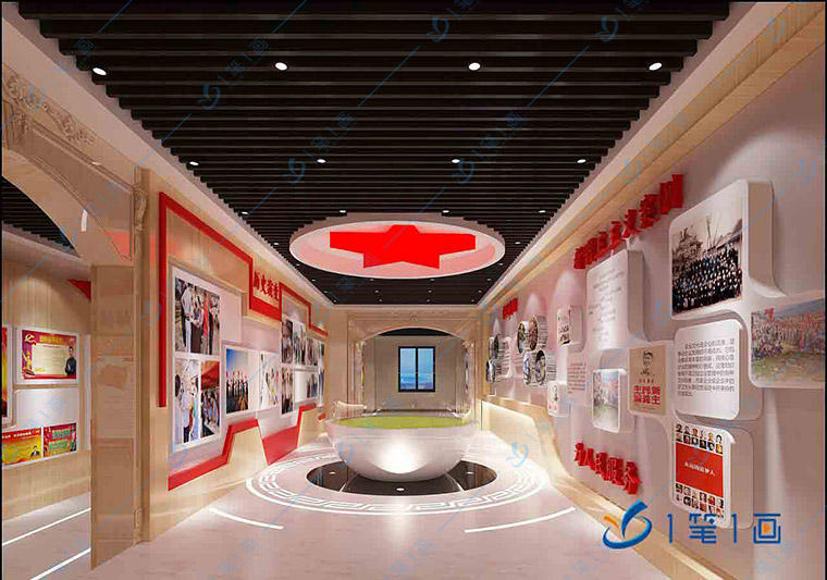 智慧黨建展廳設計，多媒體黨建基地-西安一筆一畫科技有限公司